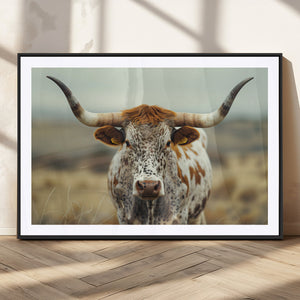 Texas Cow Longhorn Wall Art Canvas Print for Farm House Wall