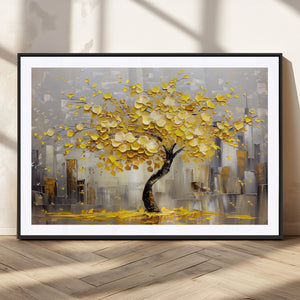 Golden Tree Canvas Print | Abstract Wall Art for Modern