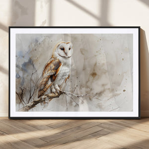 Barn Owl Wall Art | Watercolor Canvas Print | Perfect for