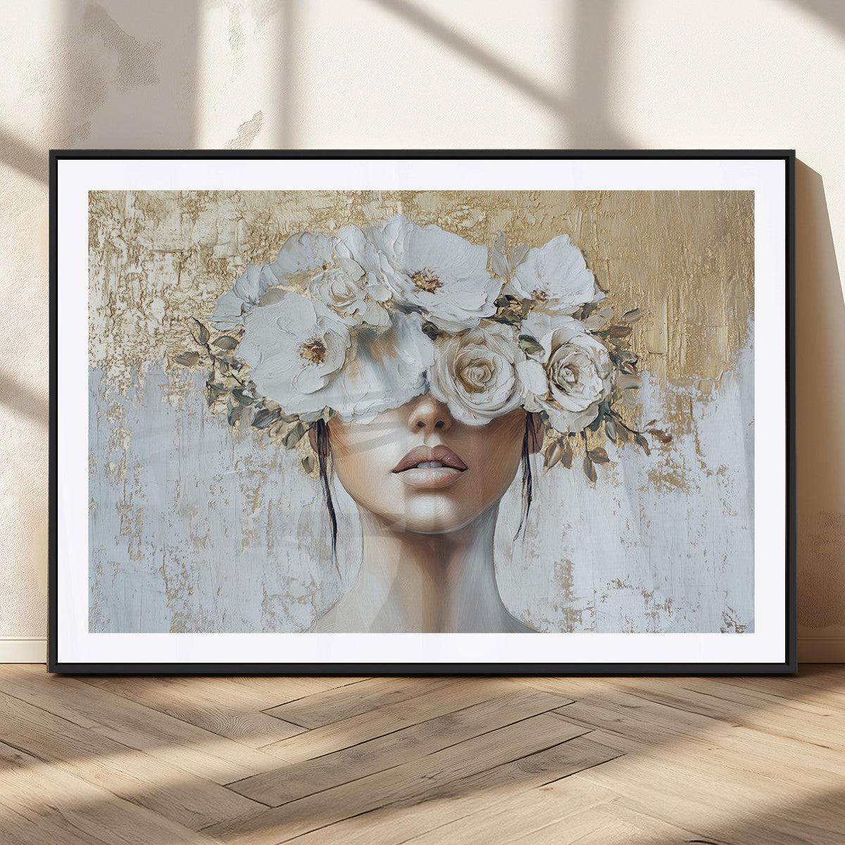 Golden Petal Wall Art - Canvas Print Flower Head Woman