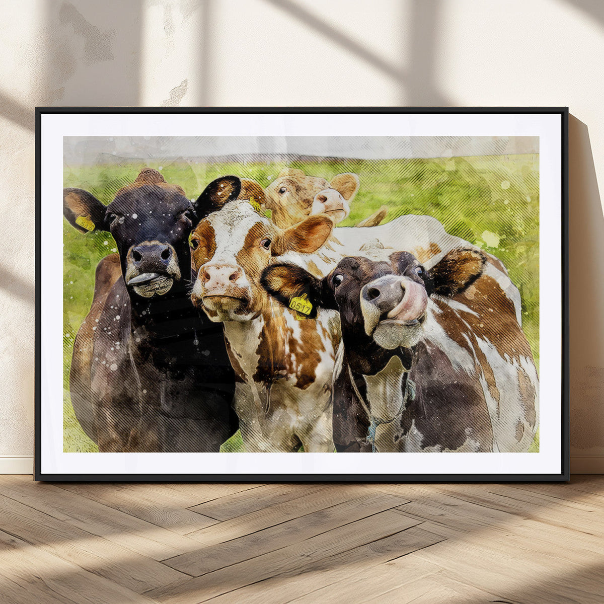 Curious Cows Farmhouse Wall Art | Ready to Hang and Framed
