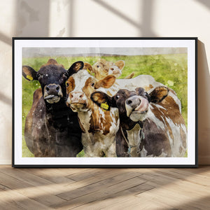 Curious Cows Farmhouse Wall Art | Ready to Hang and Framed