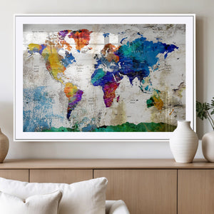 World Map Canvas Print – Framed Travel Map Wall Art for