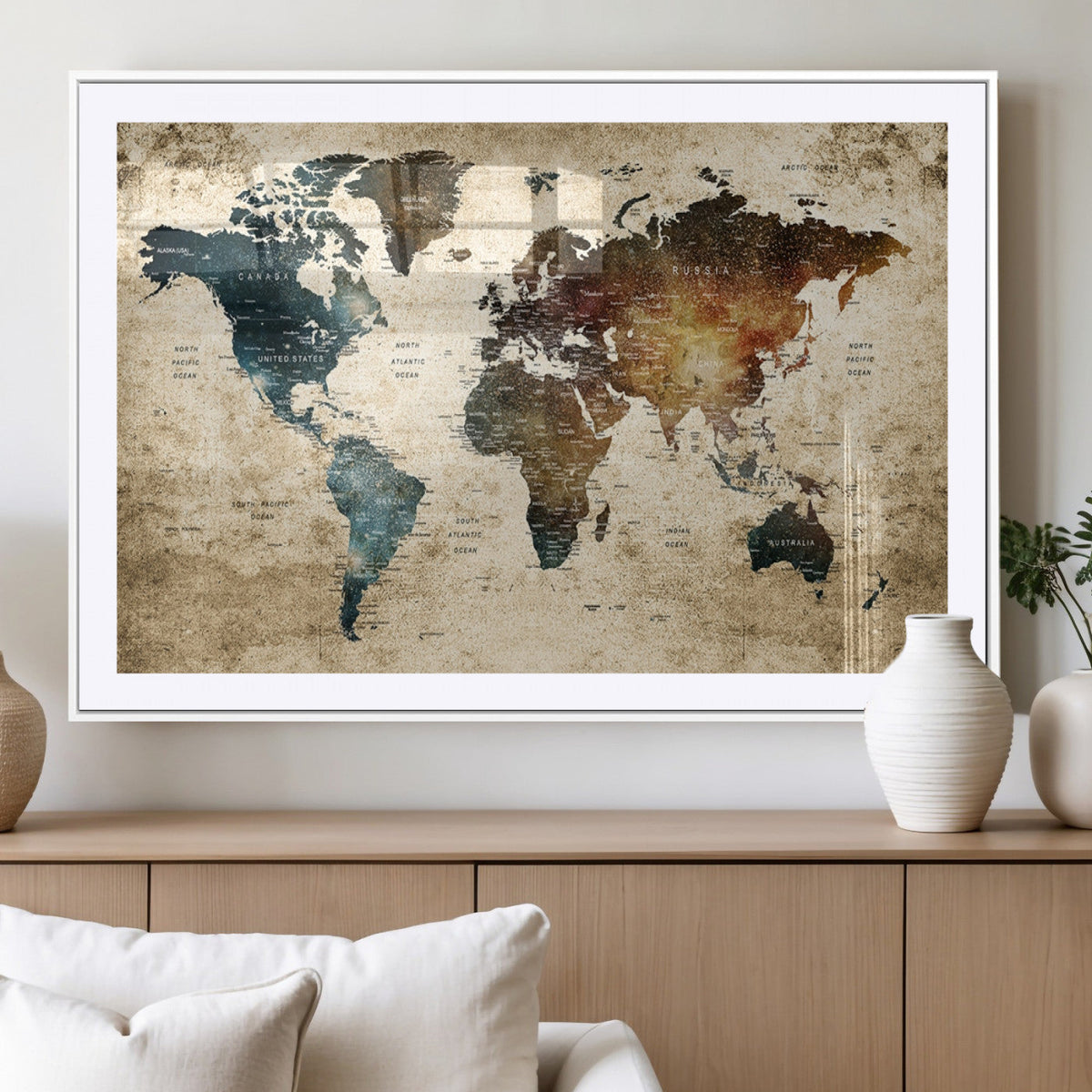 World Map Canvas Print – Detailed Map of the World Wall Art