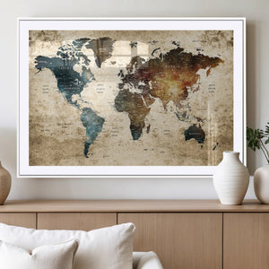 World Map Canvas Print – Detailed Map of the World Wall Art