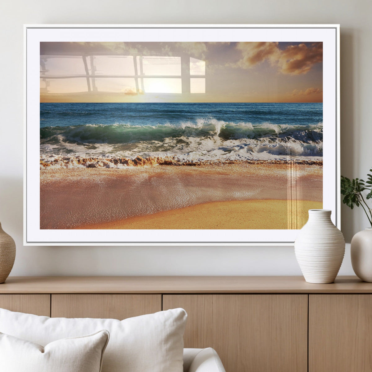 Serene Beach Path Canvas Art, Giclee Canvas Print with