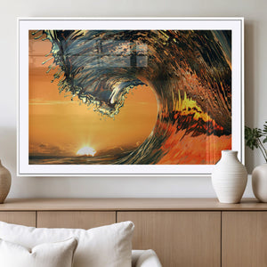 Surf Wave Sunset Canvas Wall Art Print, 3-Panel Ocean
