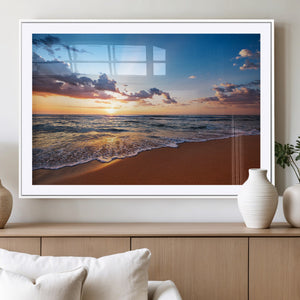 Serene Ocean Sunset Canvas Print, Golden Hour Beach Wall