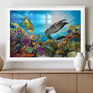 Aquatic Life Sea Turtles Fish Wall Art Canvas Print