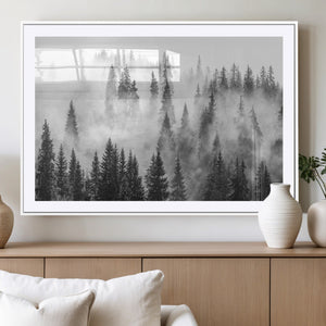 Forest Wall Art Print | Foggy Pine Forest Canvas Wall Art -