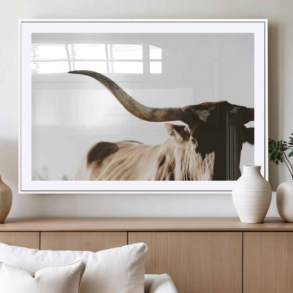 Texas Longhorn Wall Art Canvas Print | 3-Panel Large
