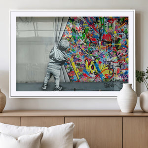 Banksy Colorful Street Graffiti Canvas Wall Art Print,