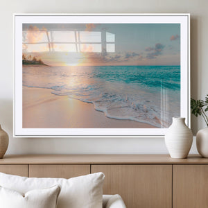 Beach Sunrise Wall Art, Coastal Seascape Canvas Print, Ocean