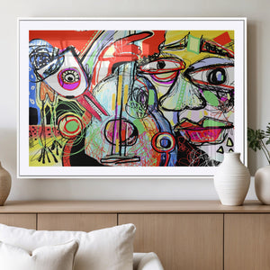 Picasso Style Art Abstract Canvas Wall Art Print , Colorful