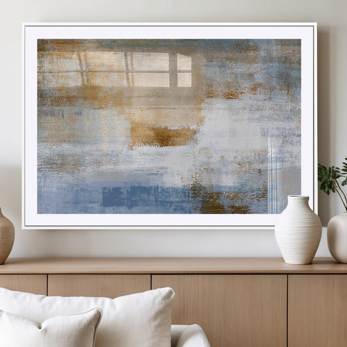 Blue Multi Panel Abstract Wall Art Canvas, Abstract Blue and