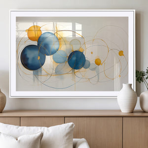 Geometric Blue Orange Abstract Wall Art Canvas, Geometric