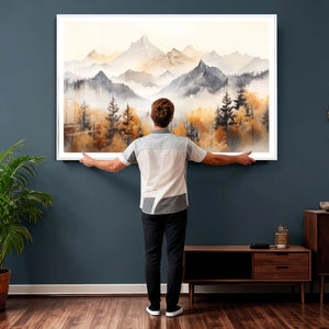 Abstract Mountain Wall Art | Misty Mountain Forest and