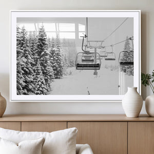 Ski Wall Art - Ski Lift Wall Art Canvas Print Snow Covered