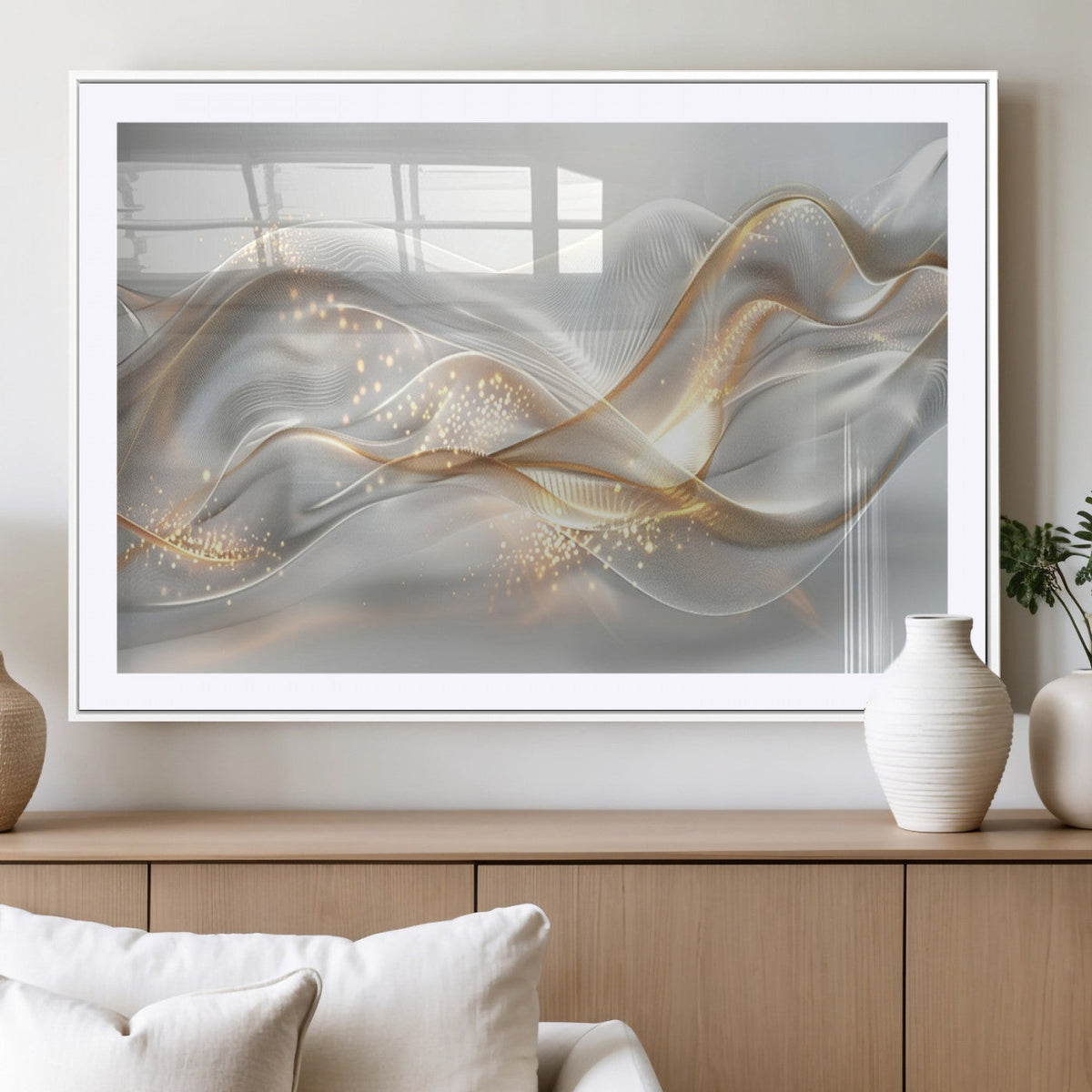 Abstract art Grey and Gold Lines Wall Art