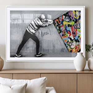 Banksy Art Behind the Curtain Street Wall Art Canvas Print |