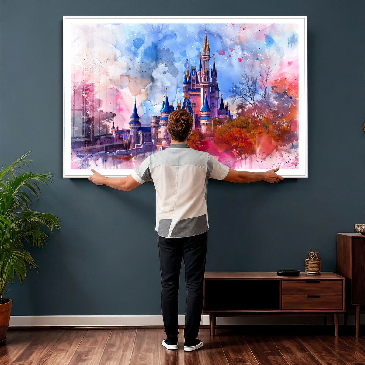 Disney Wall Art: Dreamy Watercolor Cinderella Castle Canvas