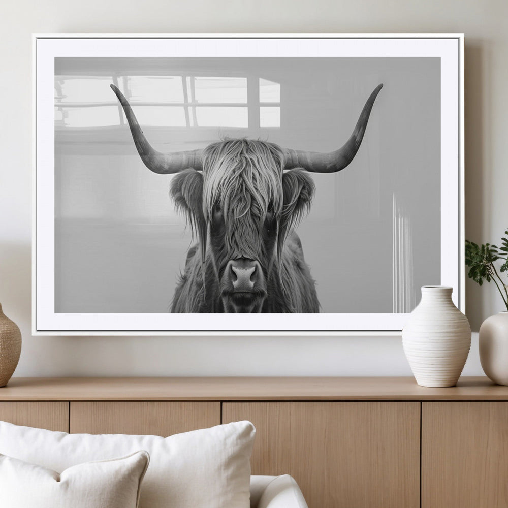 Farmhouse Longhorn Wall Art Canvas Print, Longhorn Texas
