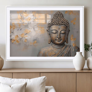 Abstract Buddha Statue Wall Art Canvas Print - Modern
