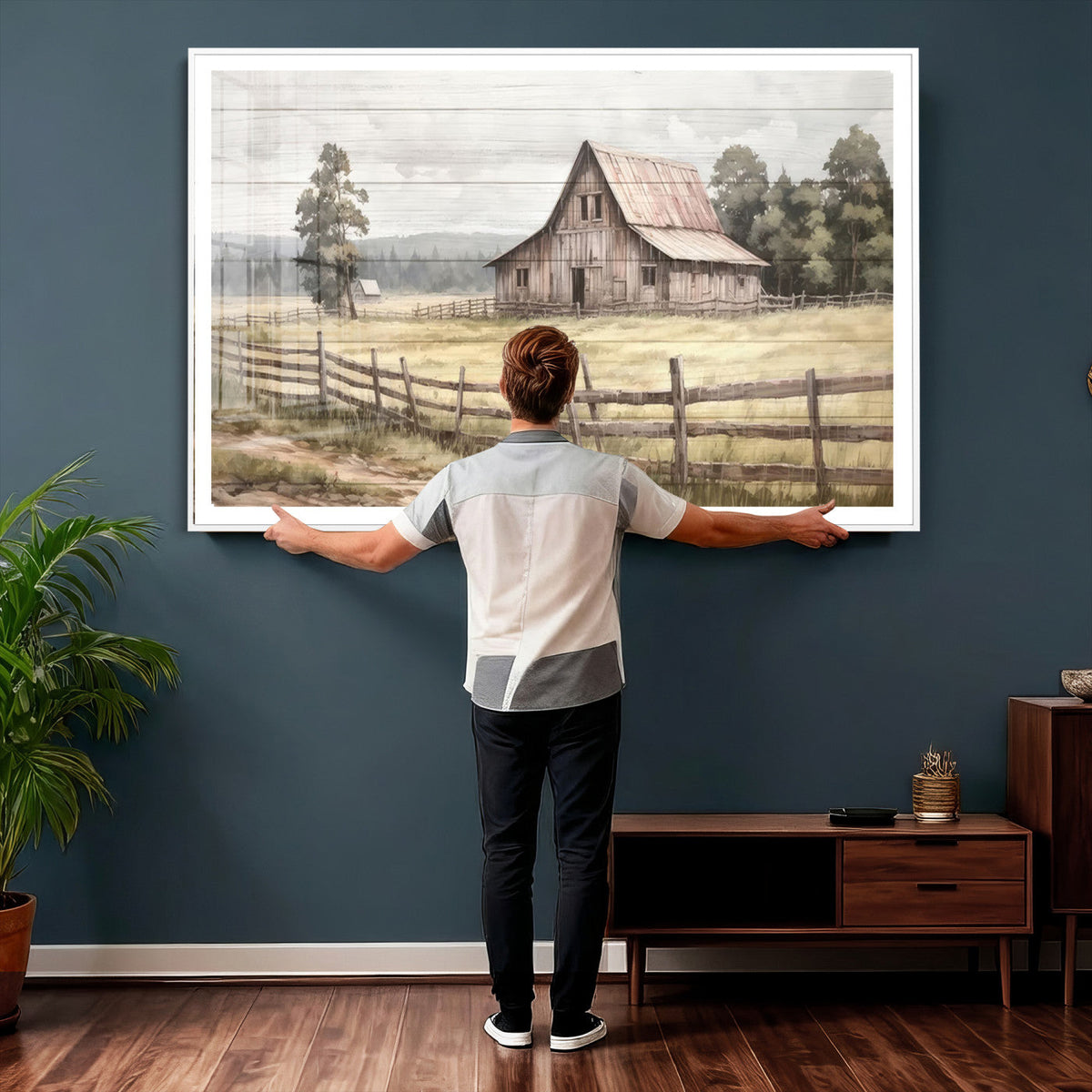Rustic Farmhouse Barn Wall Art | 3-Panel Framed Gallery Wrap