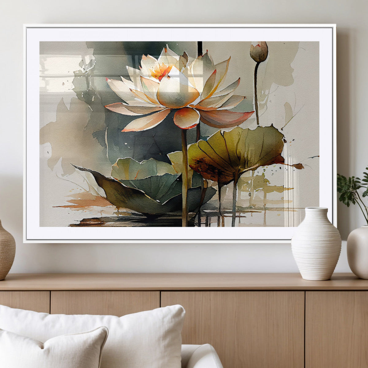 Lotus Flower Watercolor Canvas Print – A Symbol of Serenity