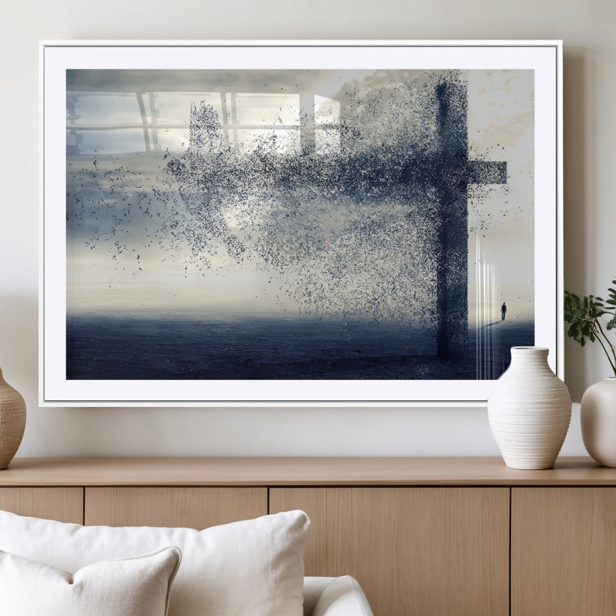 Jesus and the Fading Cross Wall Art Print – Symbol of Faith,