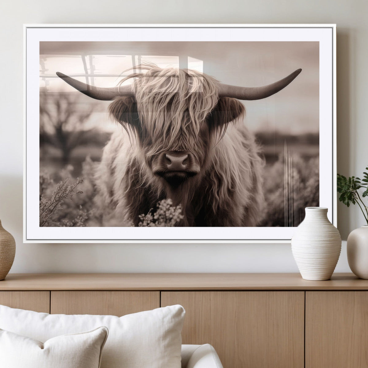 Scottish Cow Longhorn Wall Art Canvas Print