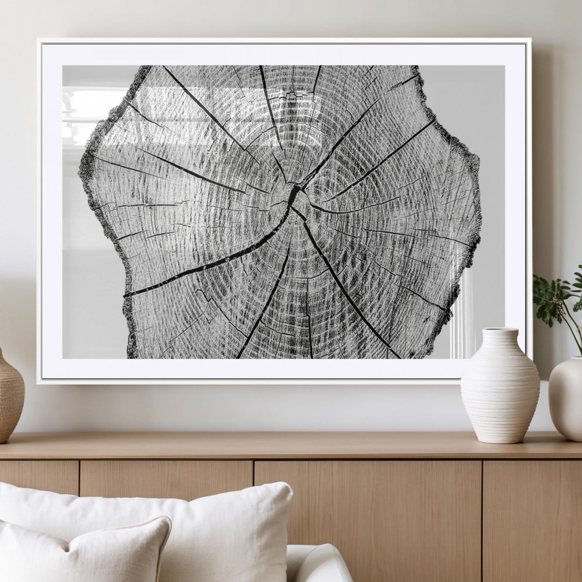 Rustic Tree Ring Wall Art Canvas Print – Framed and Ready to