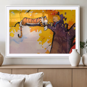 Calvin and Hobbes Tree Scene Canvas Print | 3 Panel Large
