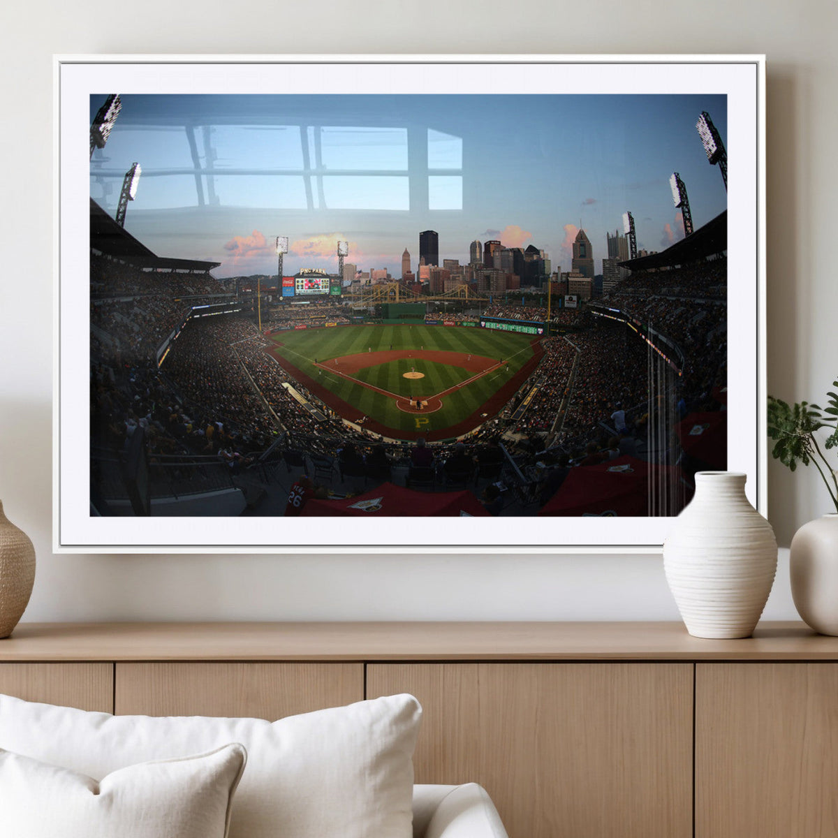 PNC Park Evening Game Triple Canvas Wall Art - Pittsburgh
