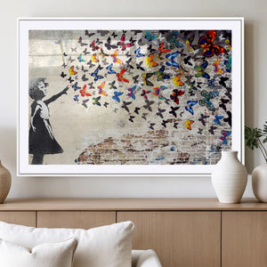 Banksy Graffiti Wall Art Canvas Print: Girl Releasing
