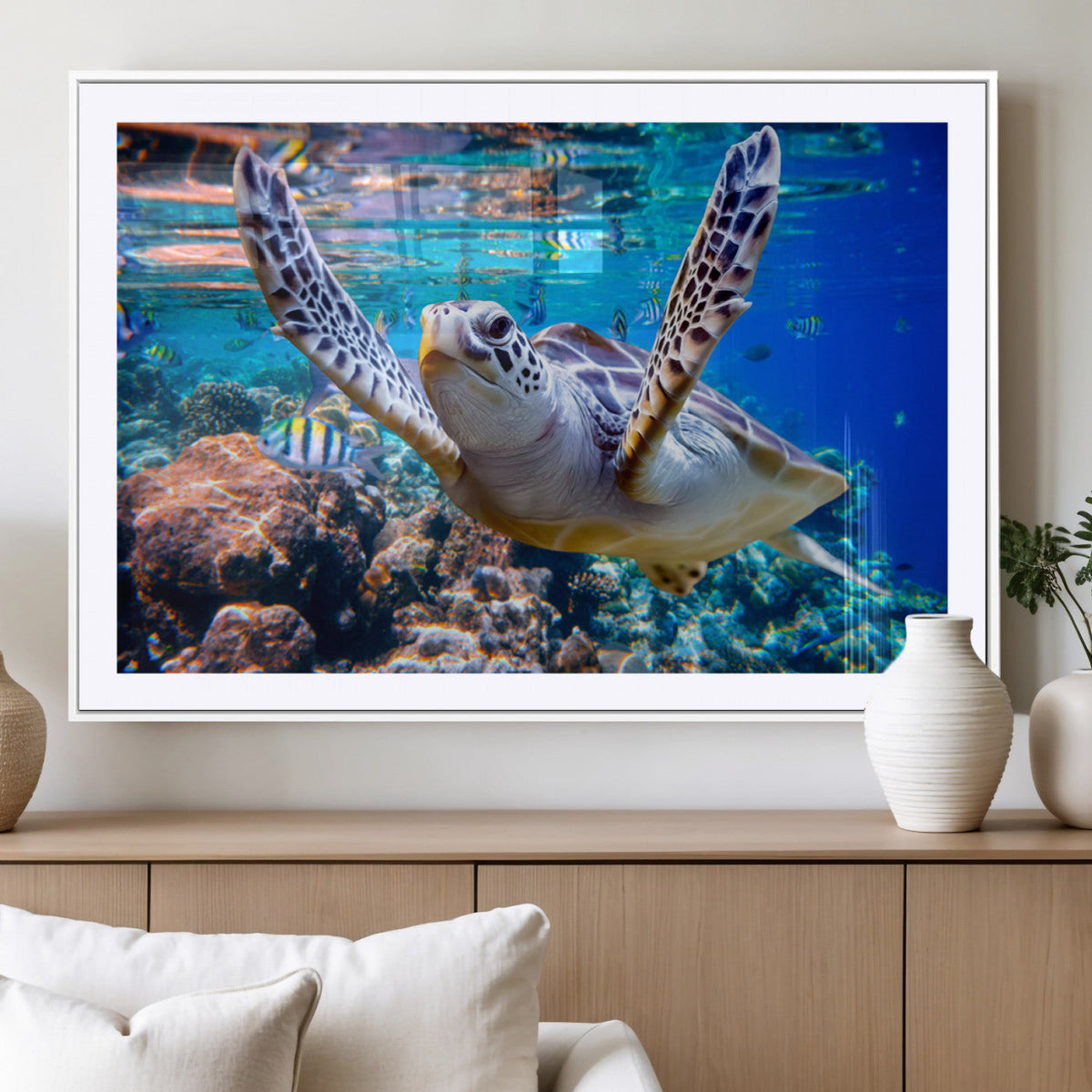 Underwater Sea Turtle Wall Art Canvas Print – Vibrant Ocean