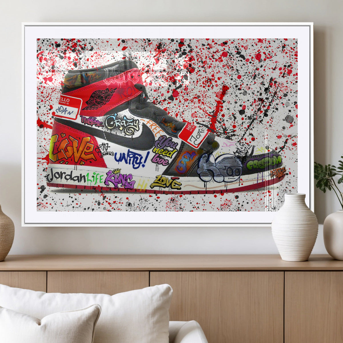 Jordan Shoes Graffiti Wall Art Canvas Print- Jordan Graffiti
