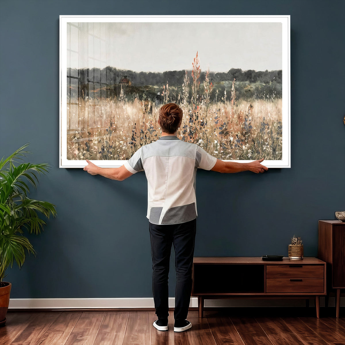 Rustic Field Landscape Wall Art Print, Giclee Canvas Wall