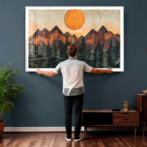 Sunset Mountain Landscape Canvas Wall Art Print - Nature