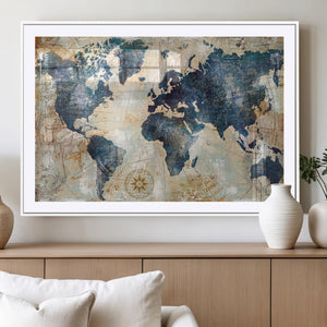 World Map Canvas Print – Framed Wall Art for Couples,