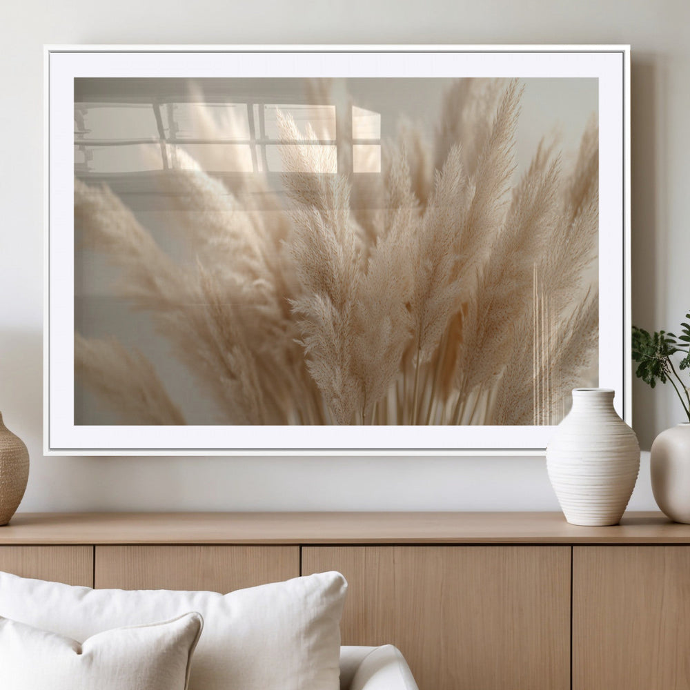 Pampas Grass Canvas Wall Art - Elegant Neutral Decor for