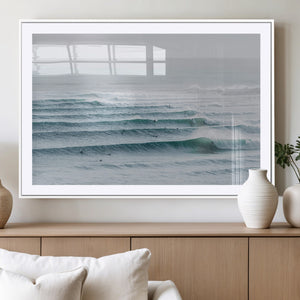 Ocean Waves Wall Art Canvas Print – Framed Surfer Lineup