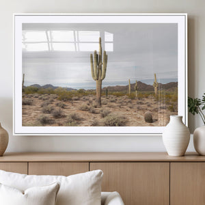 Saguaro Cactus Wall Art – Framed Desert Canvas Artwork,