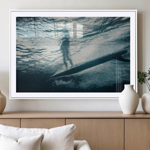 Underwater Surf Wall Art – Framed Ocean Wave Canvas Artwork,