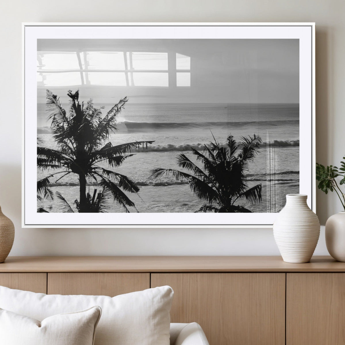 Tropical Coastline Wall Art Canvas Print – Framed Palm Trees