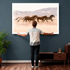 Wild Horse Wall Art Canvas Print – Framed Rustic Western Art