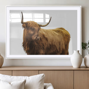Highland Cow Wall Art Canvas Print – Framed Farmhouse Rustic