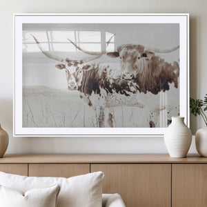 Longhorn Wall Art Canvas Print – Framed Western Cow Rustic