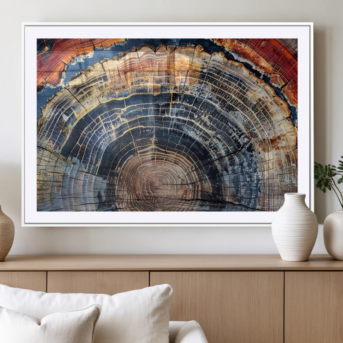 Tree Rings Wall Art Canvas Print – Framed Wood Art Picture