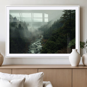 Misty Forest Wall Art Canvas Print – Framed Foggy River